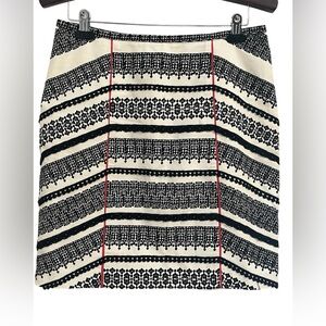 Anthropologie Tabitha Black and Cream Mini Skirt with Red Accents